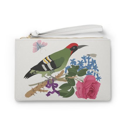 Woodpecker & Rose Clutch Bag – Charming Beauty & Refined Simplicity
