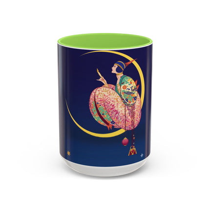 Moonlit Reflections Colorful Mug (11oz, 15oz) – Celestial Elegance, Art Deco Beauty & Dreamy Style