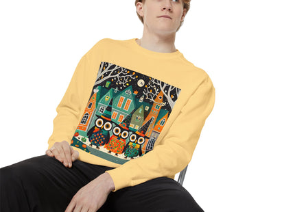 Night of the Trick-or-Treating Owlets Unisex Garment-Dyed Sweatshirt