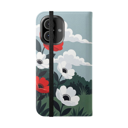 🌺🎩 The Ladies Of The Scarlet Garden Flip Case – Art Deco Floral Adventure