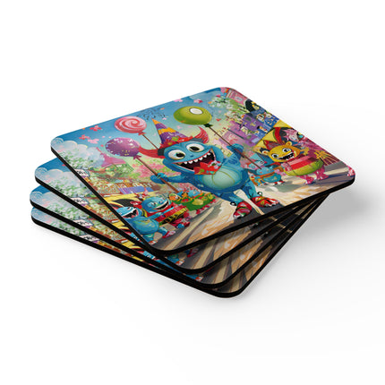 Monster Parade Madness Corkwood Coaster Set