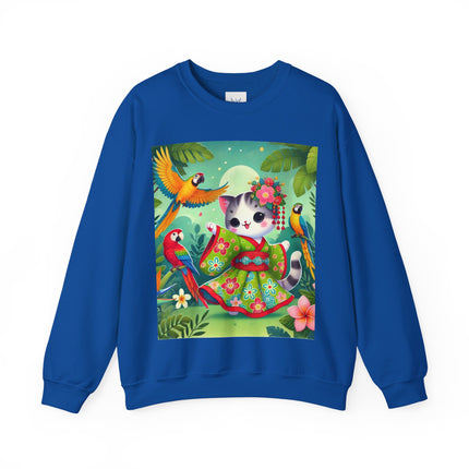 Parrot Dance of the Geisha Kitten Heavy Blend™ Crewneck Sweatshirt