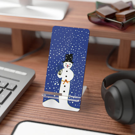 Snowman in Falling Snow Mobile Display Stand for Smartphones