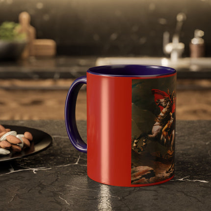Napoleon Crossing the Alps by Jacques-Louis David Colorful Mugs (11oz, 15oz)