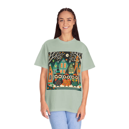 Night of the Trick-or-Treating Owlets Unisex Garment-Dyed T-shirt