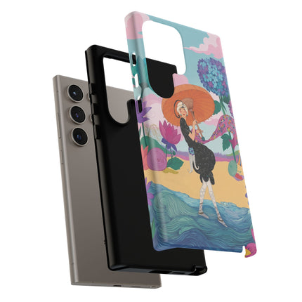 🌊☂️ The Lady Of The Flowered Seashore Phone Case – Art Deco Seaside Fashion