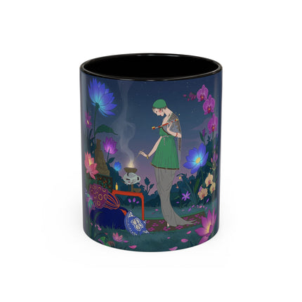 Moonlit Incense Ceremony Colorful Mugs – Art Deco Meditation Garden