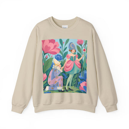 🌸🎭 The Garden Masquerade Crewneck Sweatshirt – Art Deco Floral Whimsy