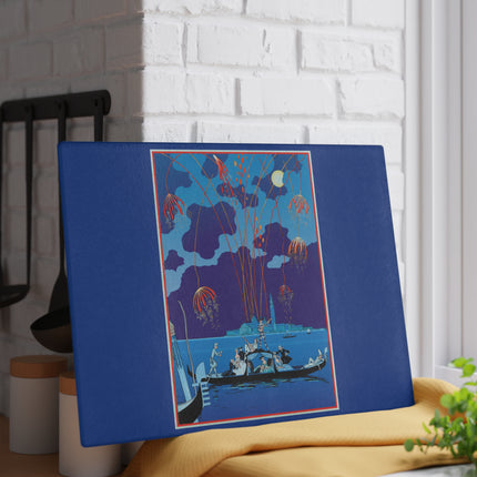 Fireworks in Venice by George Barbier Glass Cutting Board
