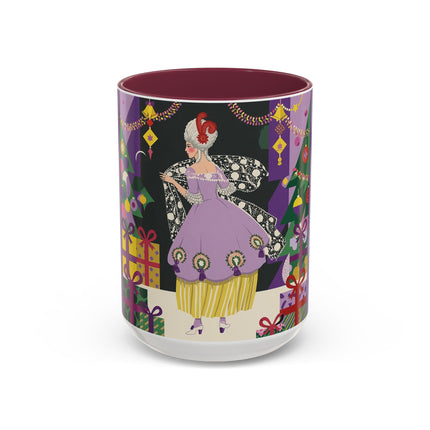 🎁✨ The Lavender Christmas Masquerade Colorful Mug – Art Deco Holiday Fantasy