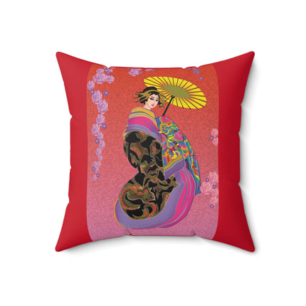 Enchanting Geisha Spun Polyester Square Pillow