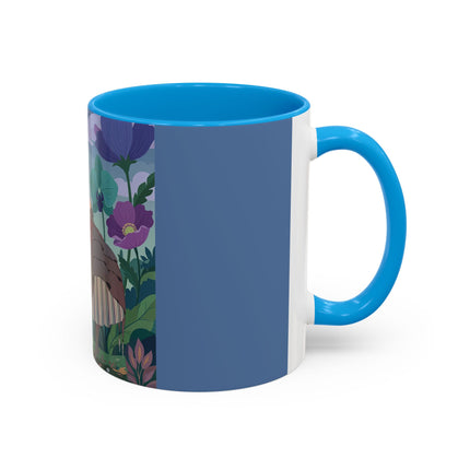 The Lady And The Enchanted Heron Colorful Mugs – Art Deco Botanical Elegance