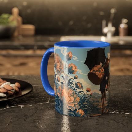 ☔🌸 The Grand Floral Journey Colorful Mug – Art Deco Travel Elegance