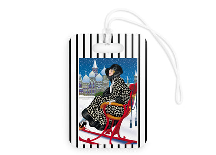 Elegant Winter Woman in Sleigh Luggage Tags
