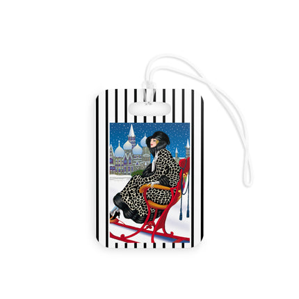Elegant Winter Woman in Sleigh Luggage Tags