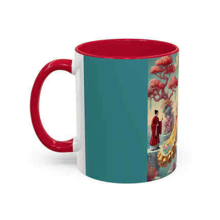 Cherry Blossom Courtesans & Crimson Crab Colorful Mug – Imperial Elegance & Playful Charm