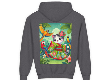Parrot Dance of the Geisha Kitten Youth Heavy Blend Hooded Sweatshirt