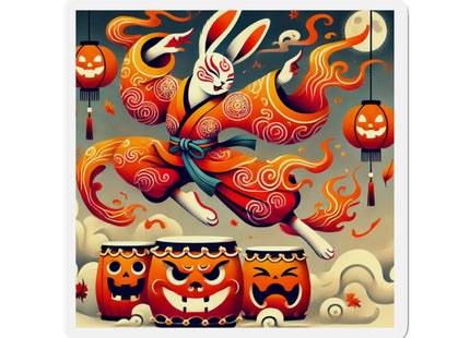 Jack-O’-Lantern Drums & The Kabuki Rabbit Die-Cut Magnets (4 Sizes)