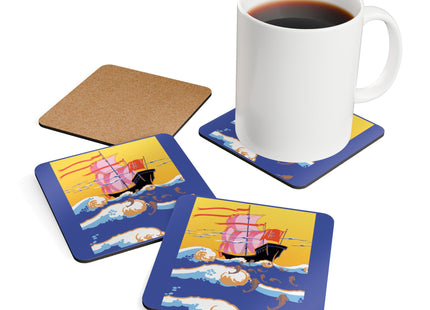 Golden Seas and Whimsical Dreams Corkwood Coaster Set