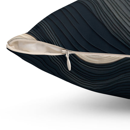 Wave Pattern in Hues of Beige, Orange, Grey, and Black Spun Polyester Square Pillow