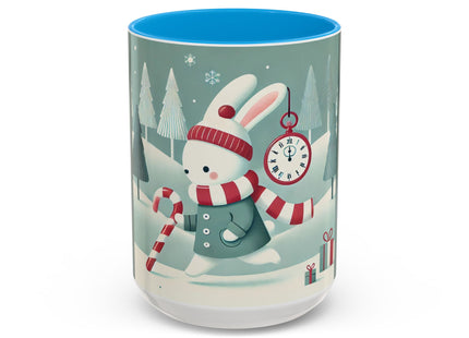Candy Cane Timekeeper Bunny Colorful Mugs (11oz, 15oz)