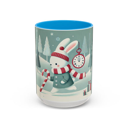 Candy Cane Timekeeper Bunny Colorful Mugs (11oz, 15oz)
