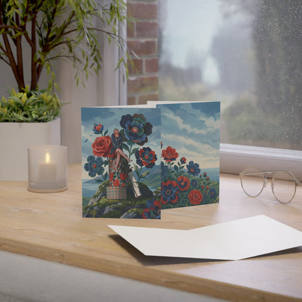 🏌️‍♀️🌹 The Lady Of The Highland Links Greeting Card – Art Deco Golf & Floral Fashion