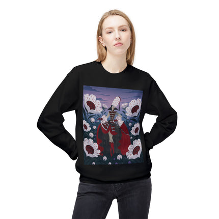 🎭🌹 The Crimson Garden Masquerade Midweight Crewneck Sweatshirt – Art Deco Floral Fantasy