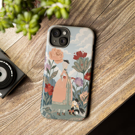 🌹🐈 The Lady And Puss In Boots Phone Case – Art Deco Floral Whimsy