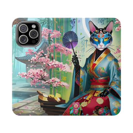 🌸✨ Cyberpunk Geisha Flip Case – Neon Elegance & Futuristic Grace