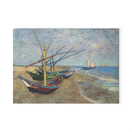 Fishing Boats by Vincent Van Gogh Glass Cutting Board