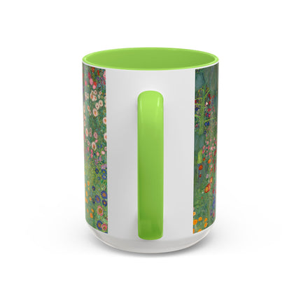 Farm Garden with Sunflowers by Gustav Klimt Colorful Mugs (11oz, 15oz)