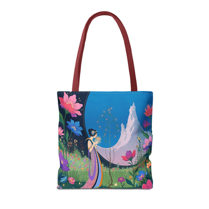 🌸🏔️ The Lady Of The Mountain Garden Tote Bag – Art Deco Floral Fantasy