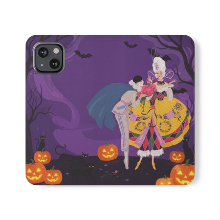 🎭🌹 The Harlequin Rose Masquerade Flip Case – Theatrical Halloween Romance