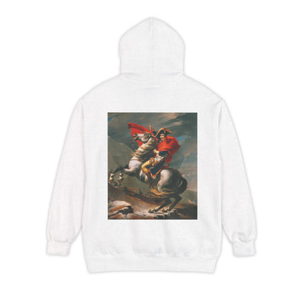 Napoleon Crossing the Alps by Jacques-Louis David Unisex Garment-Dyed Hoodie