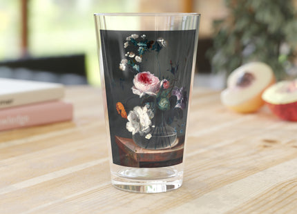 Floral Still Life by Johann Baptist Drechsler Glass, 16oz