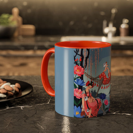 The Ladies Of The Enchanted Hammock Colorful Mugs – Art Deco Whimsical Garden Elegance