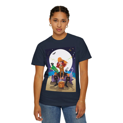 Moonlit Pirate Halloween Unisex Garment-Dyed T-shirt