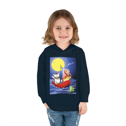 Embarking on a Moonlit Journey Toddler Pullover Fleece Hoodie