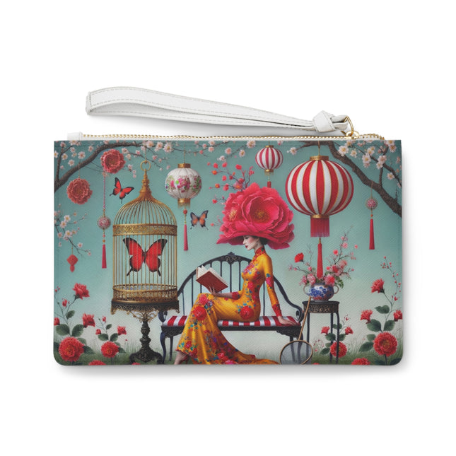 Reading In A Painted Garden Clutch Bag