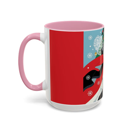 ❤️ The Lady Of The Crimson Scarf Colorful Mug – Art Deco Christmas Elegance