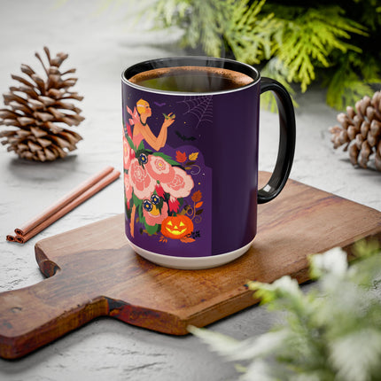 🌹🎃 The Lady Of The Haunted Rose Garden Colorful Mug – Romantic Halloween Charm