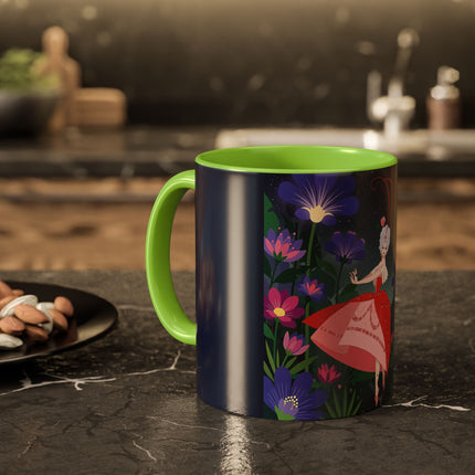 Moonlight Waltz Among The Blossoms Colorful Mugs – Art Deco Floral Enchantment