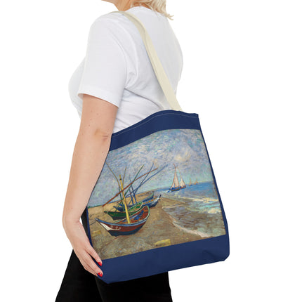 Fishing Boats on the Beach at Saintes-Maries by Vincent Van Gogh Tote Bag (AOP)