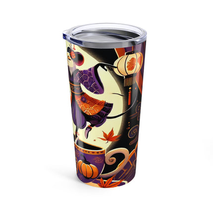 Theatrical Halloween Kabuki Mice on Teacup Tumbler 20oz
