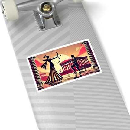 Art Deco Valentine's Romance Kiss-Cut Stickers (4 Sizes)