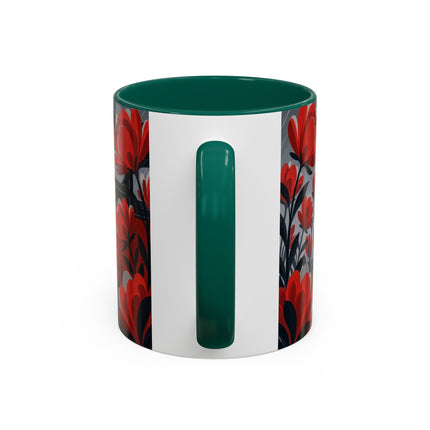 ☔🌹 The Scarlet Rainstorm Promenade Colorful Mug – Art Deco Motoring Elegance