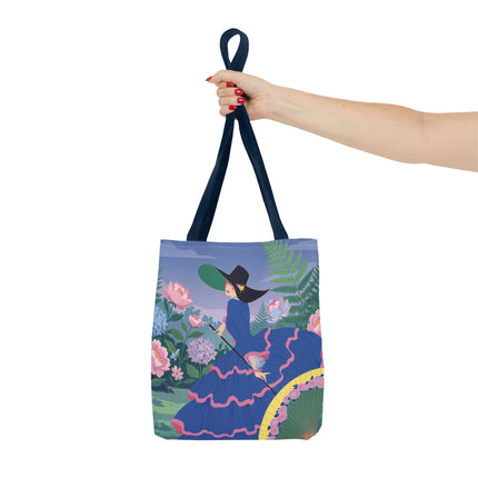 🌸💙 The Lady Of The Blue Garden Promenade Tote Bag – Art Deco Floral Fashion