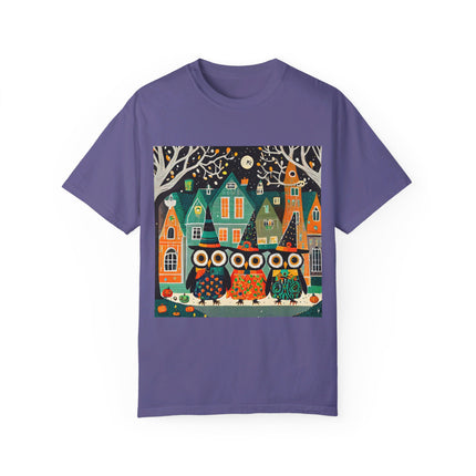 Night of the Trick-or-Treating Owlets Unisex Garment-Dyed T-shirt