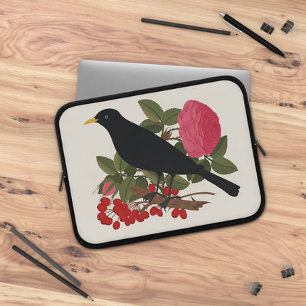 🐦🌹 Blackbird & Rose Laptop Sleeve – Timeless Beauty & Elegant Charm